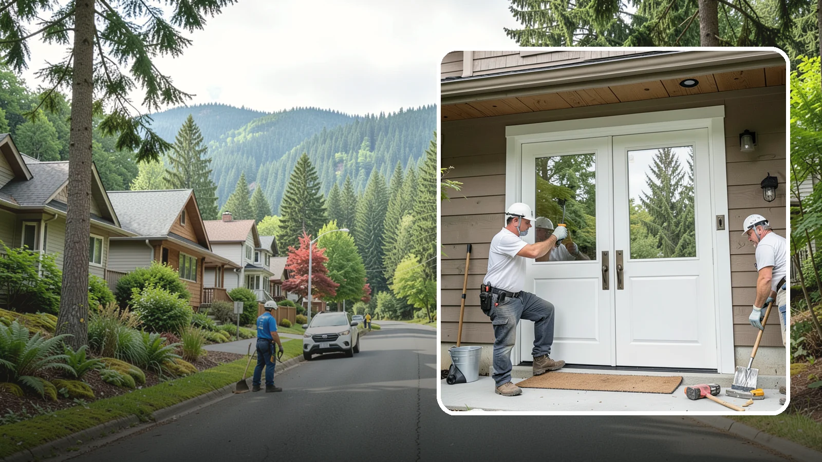 Double Front Door Installation in Darrington, Snohomish County, WA - Grand double front doors that make a bold entrance and widen your home's welcome.