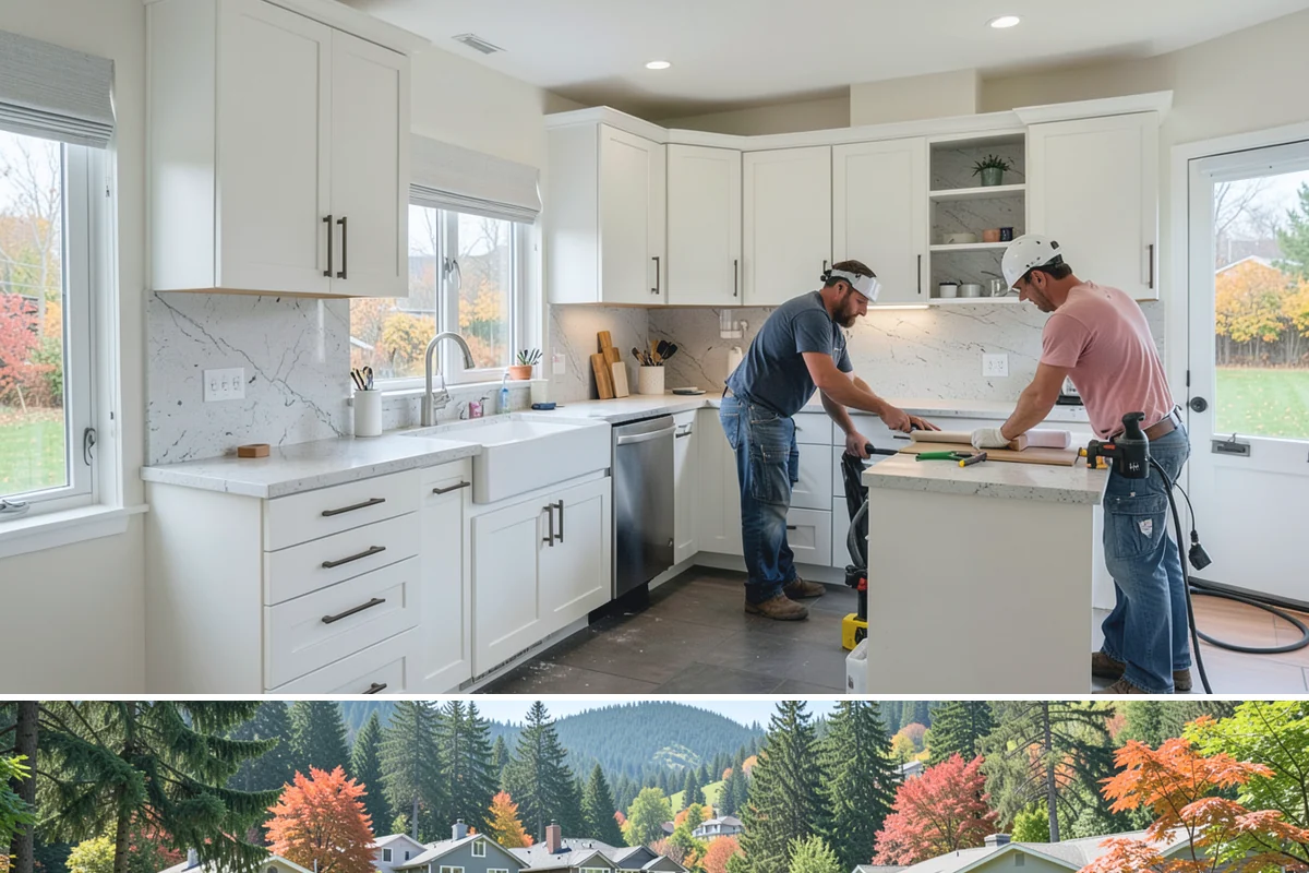 Double Front Door Installation in Fircrest, Pierce County, WA - Drier late-spring through early-fall days are ideal for opening and sealing a wide front entry.