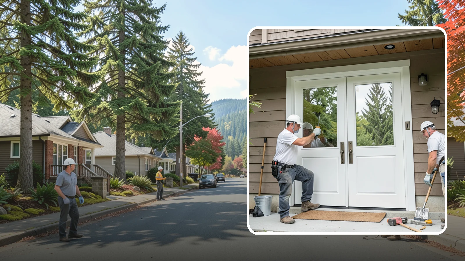 Double Front Door Installation in Hunts Point, King County, WA - Grand double front doors that make a bold entrance and widen your home's welcome.