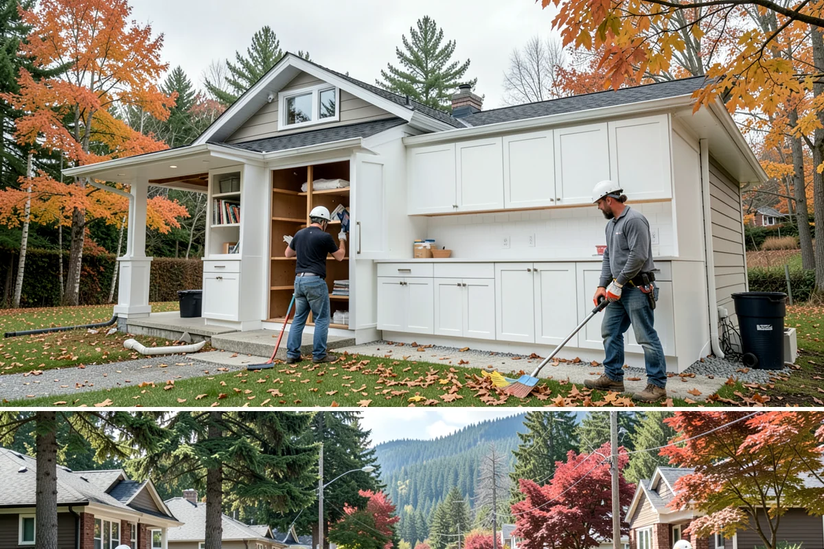 Double Front Door Installation in Hunts Point, King County, WA - Drier late-spring through early-fall days are ideal for opening and sealing a wide front entry.
