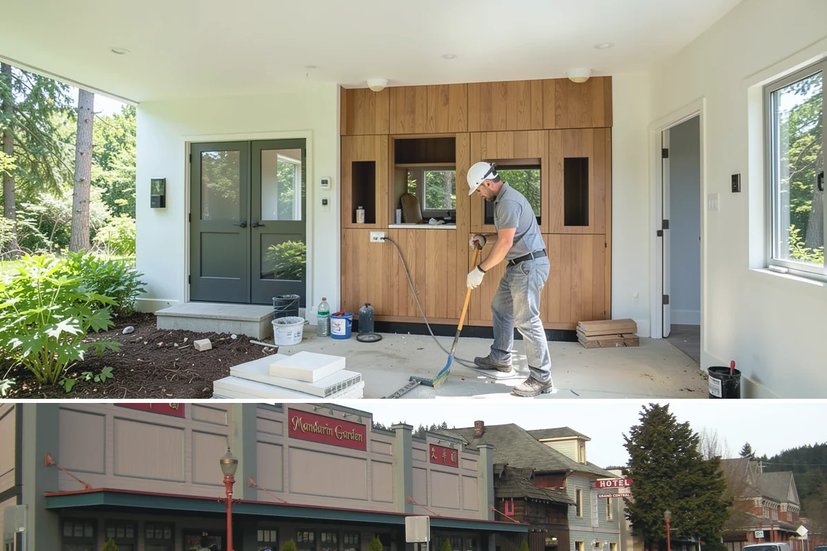 Double Front Door Installation in Issaquah, King County, WA - Drier late-spring through early-fall days are ideal for opening and sealing a wide front entry.