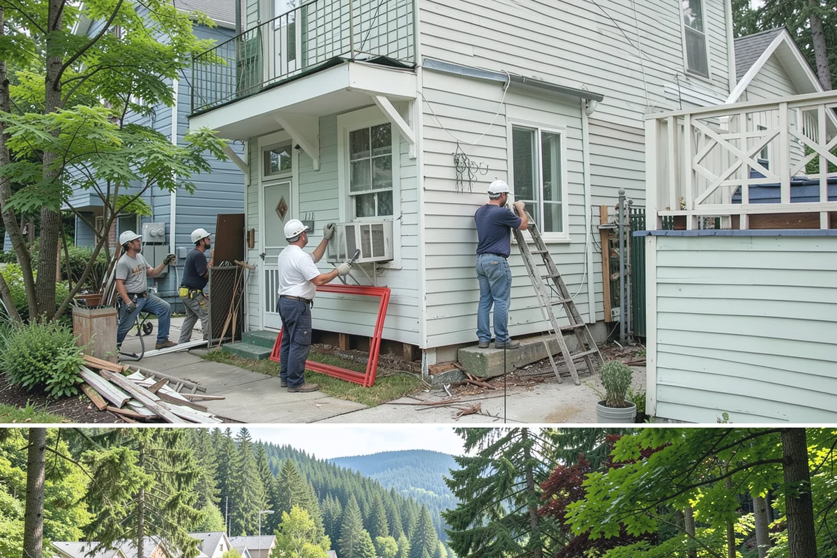 Double Front Door Installation in Lake Forest Park, King County, WA - Drier late-spring through early-fall days are ideal for opening and sealing a wide front entry.
