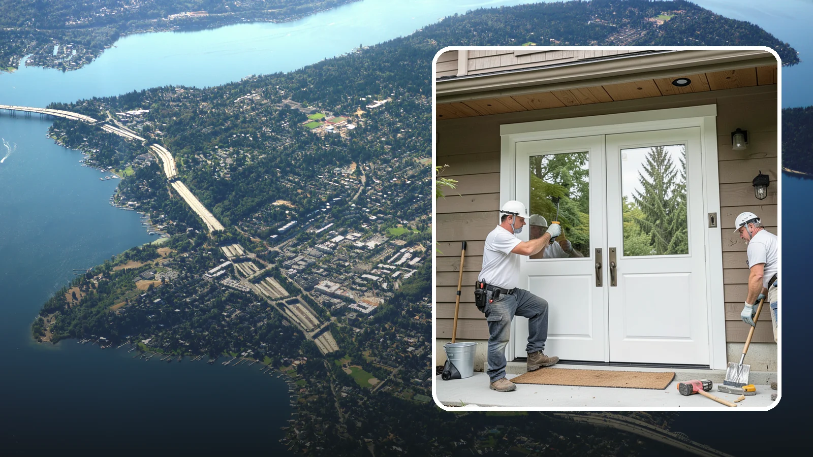 Double Front Door Installation in Mercer Island, King County, WA - Grand double front doors that make a bold entrance and widen your home's welcome.