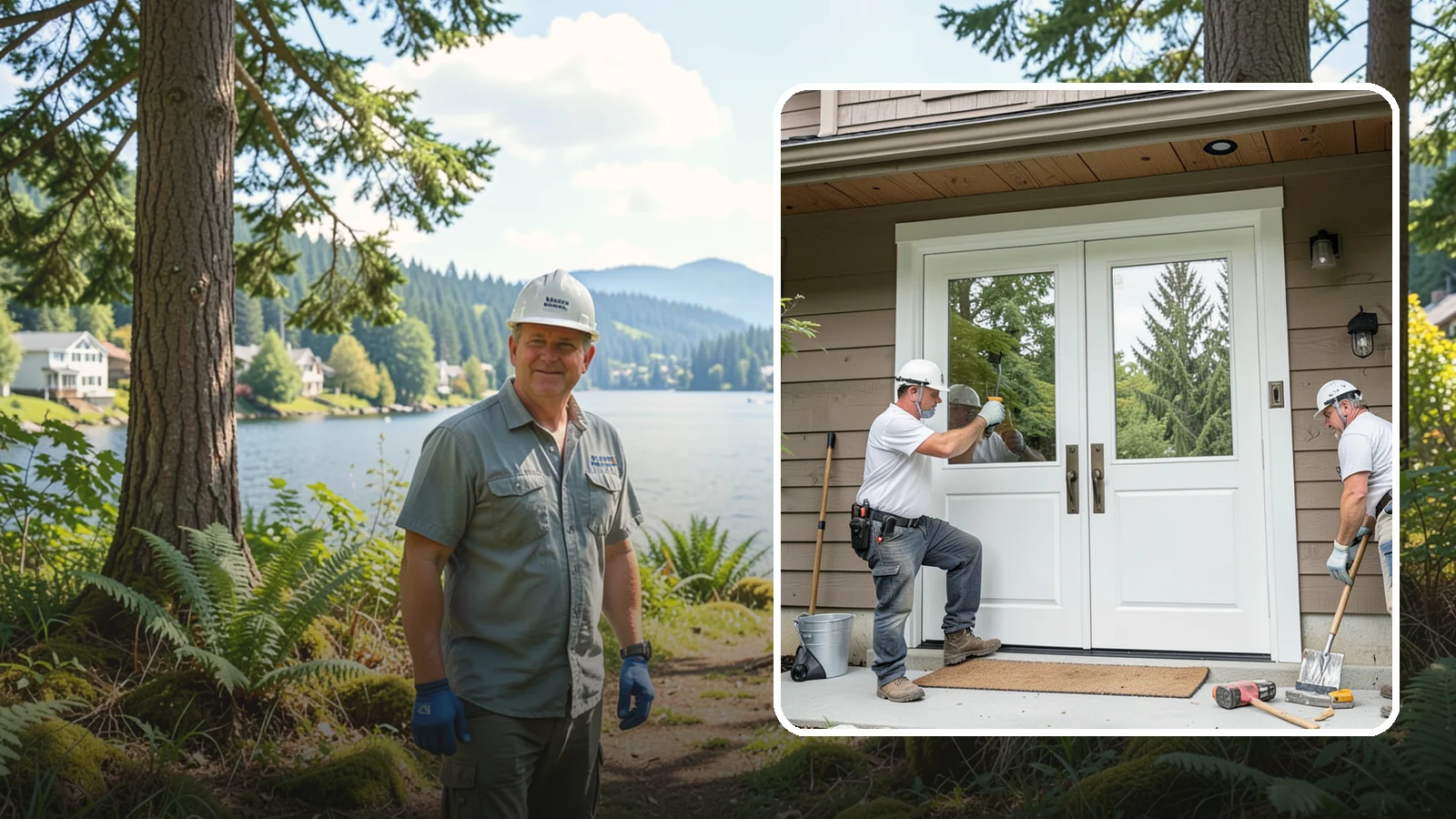 Double Front Door Installation in Milton, King County, WA - Grand double front doors that make a bold entrance and widen your home's welcome.