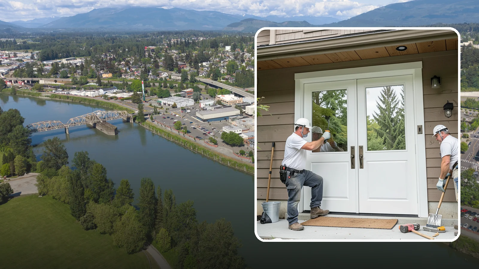Double Front Door Installation in Mount Vernon, Skagit County, WA - Grand double front doors that make a bold entrance and widen your home's welcome.