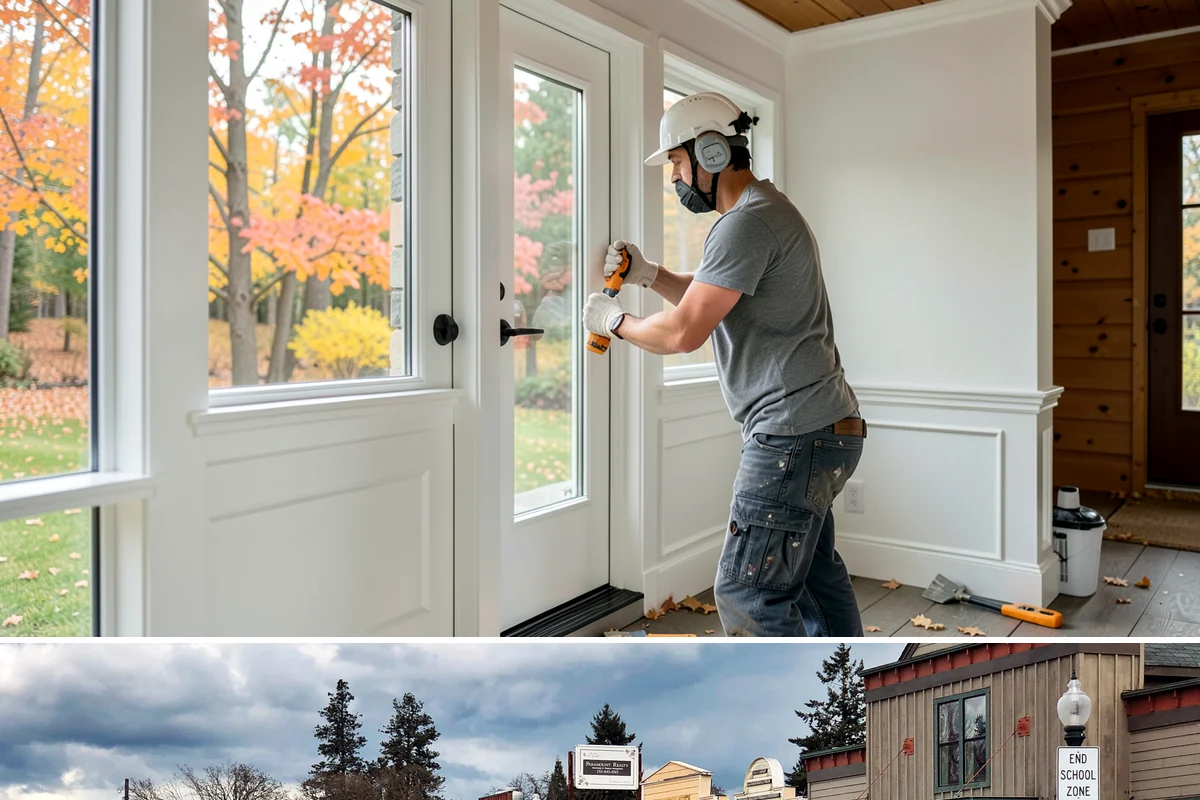 Double Front Door Installation in Roy, Pierce County, WA - Drier late-spring through early-fall days are ideal for opening and sealing a wide front entry.