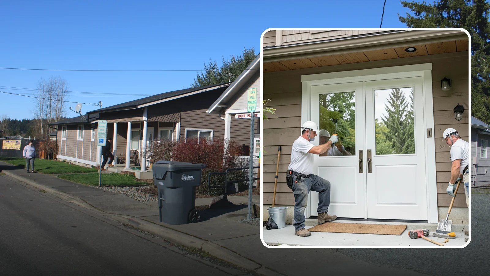 Double Front Door Installation in South Prairie, Pierce County, WA - Grand double front doors that make a bold entrance and widen your home's welcome.