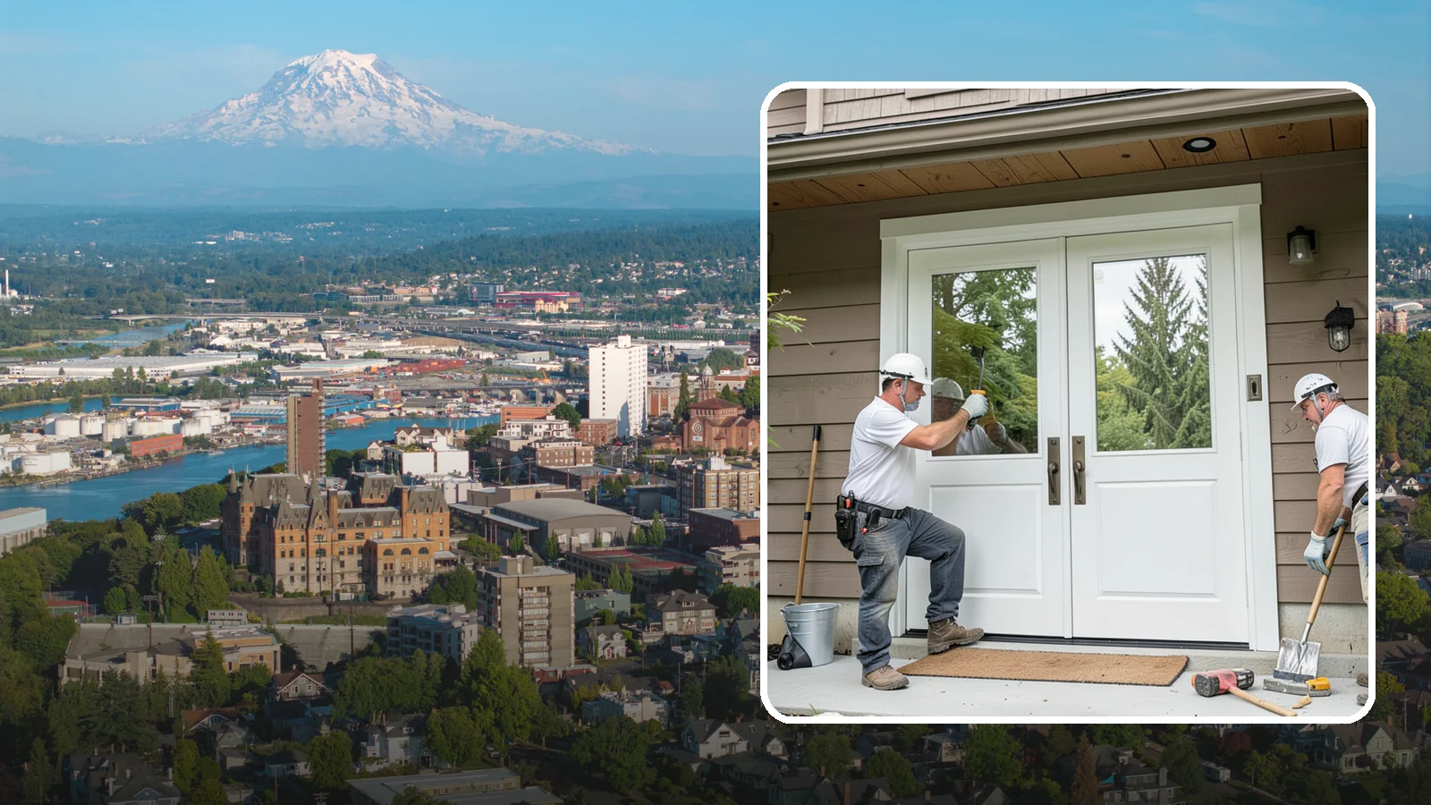 Double Front Door Installation in Tacoma, Pierce County, WA - Grand double front doors that make a bold entrance and widen your home's welcome.