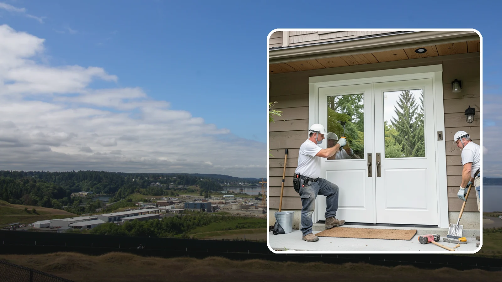 Double Front Door Installation in University Place, Pierce County, WA - Grand double front doors that make a bold entrance and widen your home's welcome.