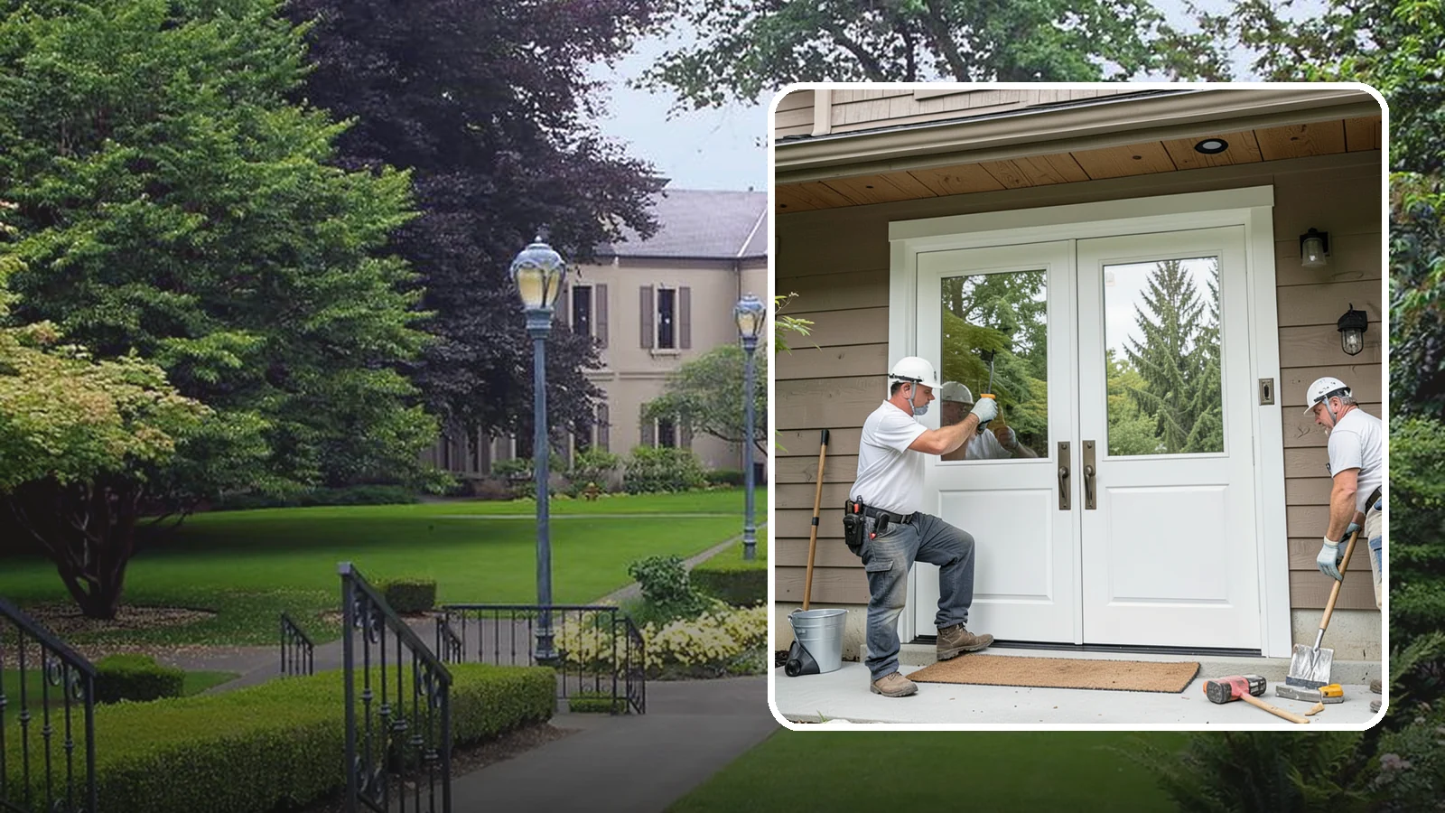 Double Front Door Installation in Woodinville, King County, WA - Grand double front doors that make a bold entrance and widen your home's welcome.
