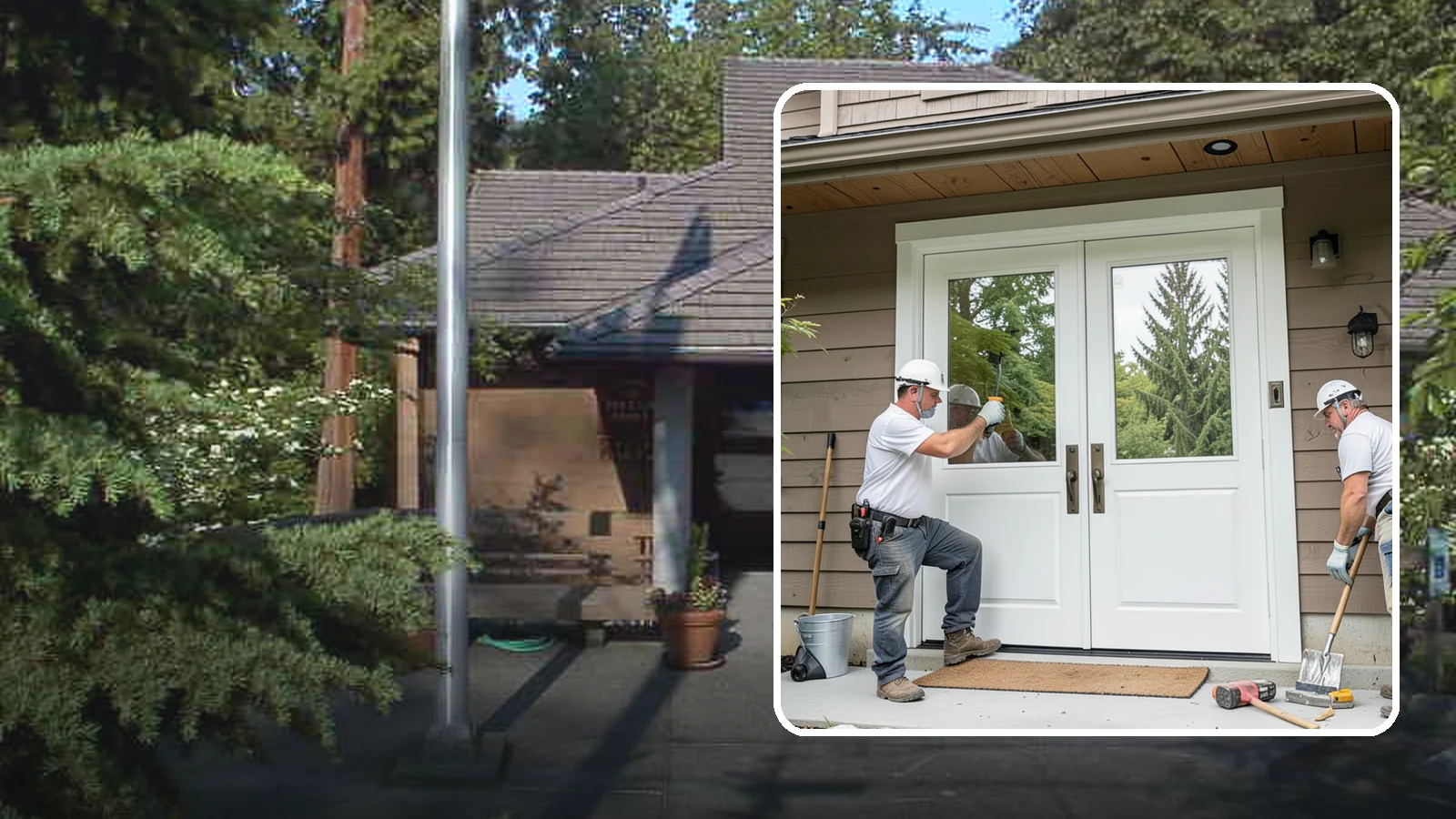 Double Front Door Installation in Yarrow Point, King County, WA - Grand double front doors that make a bold entrance and widen your home's welcome.