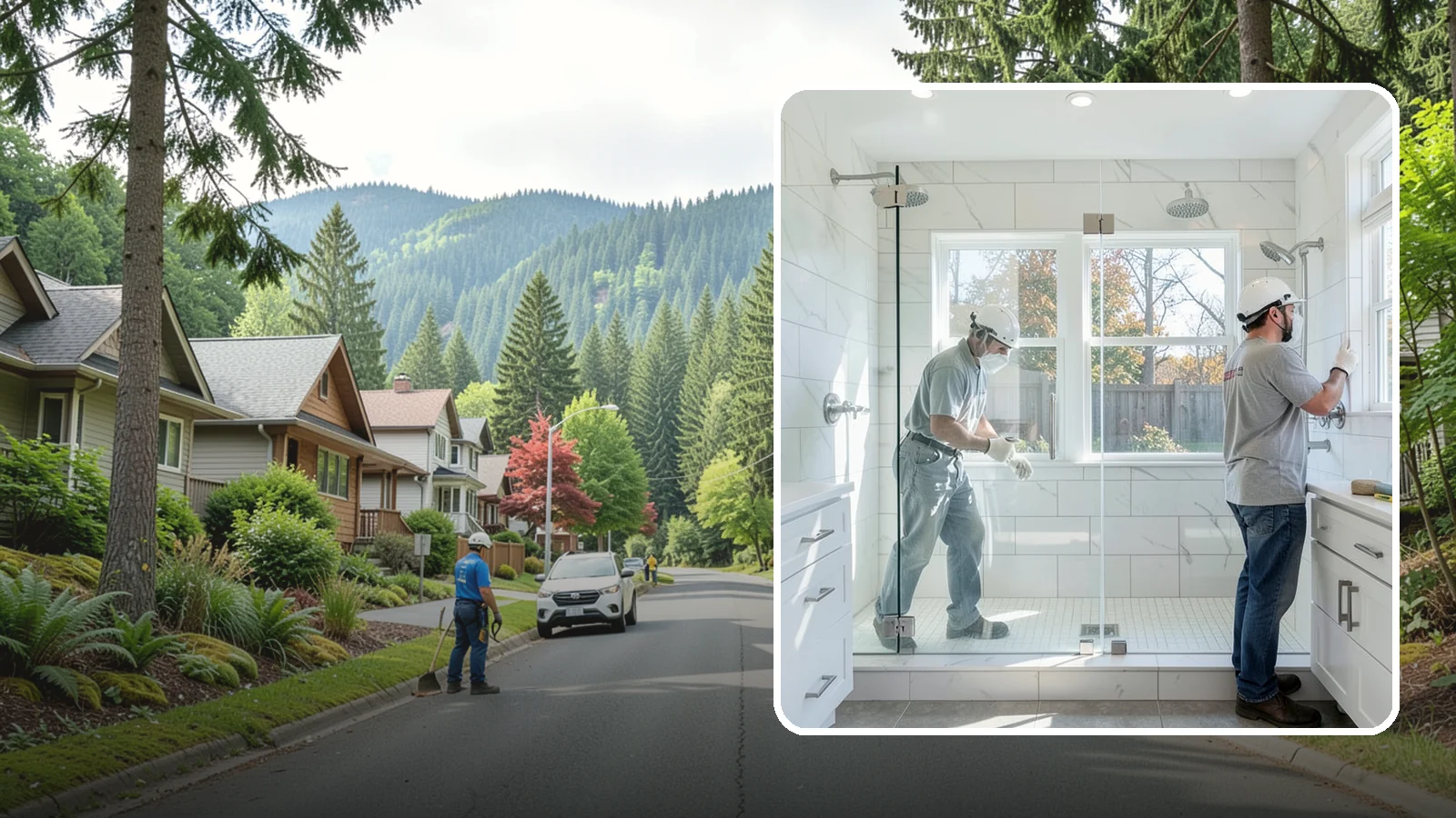 Double Shower Installation in Darrington, Snohomish County, WA - A double shower installation builds a larger enclosure with two showerheads for shared use.