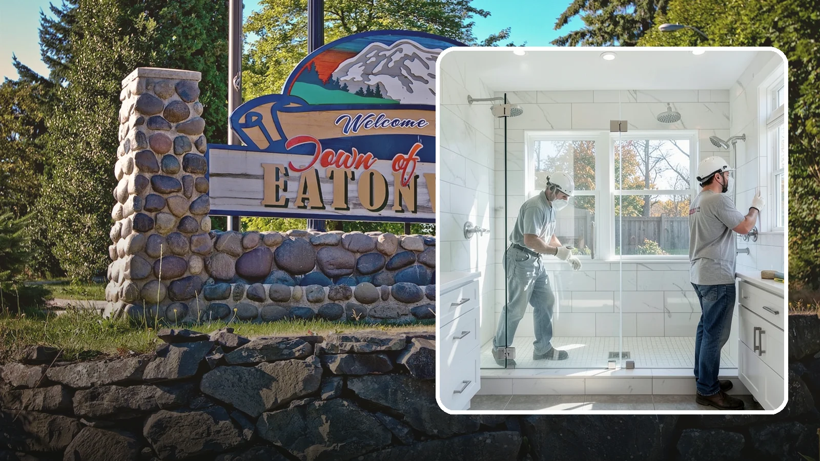 Double Shower Installation in Eatonville, Pierce County, WA - A double shower installation builds a larger enclosure with two showerheads for shared use.