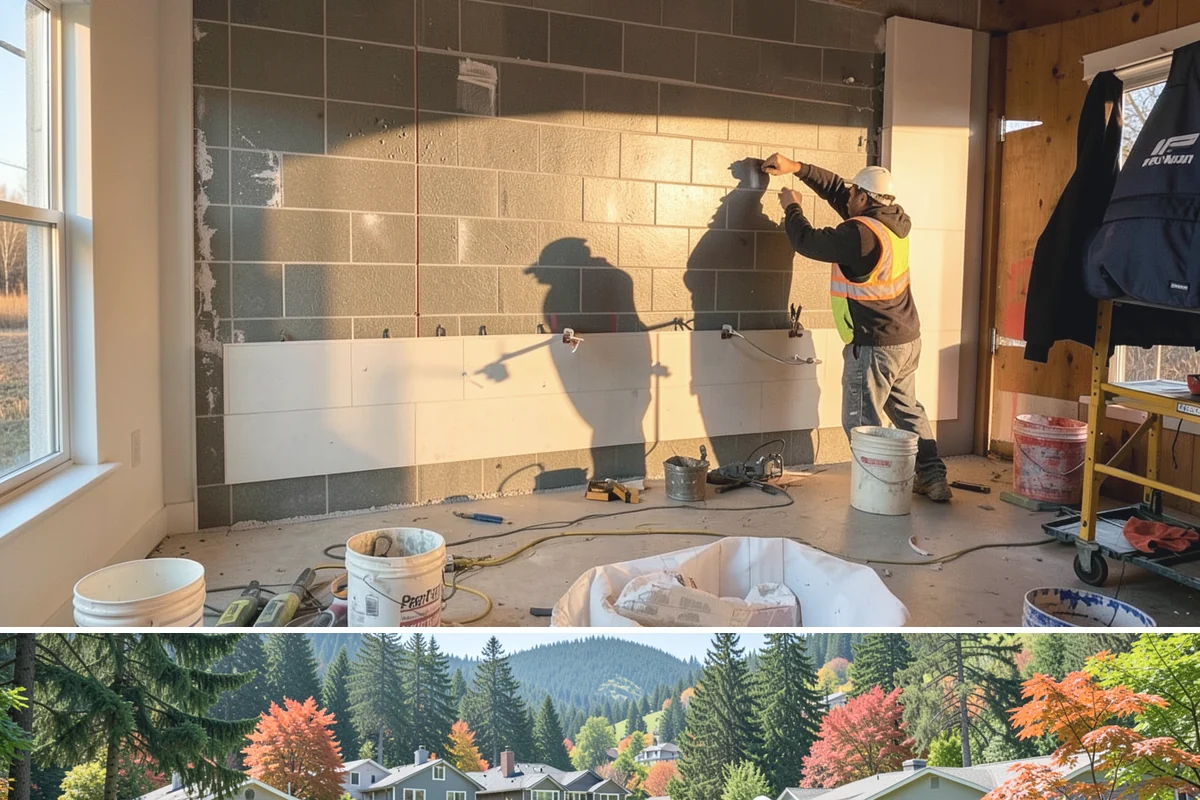 Double Shower Installation in Fircrest, Pierce County, WA - This larger build is best scheduled in the quieter winter months when the bathroom can be out of service a bit longer.