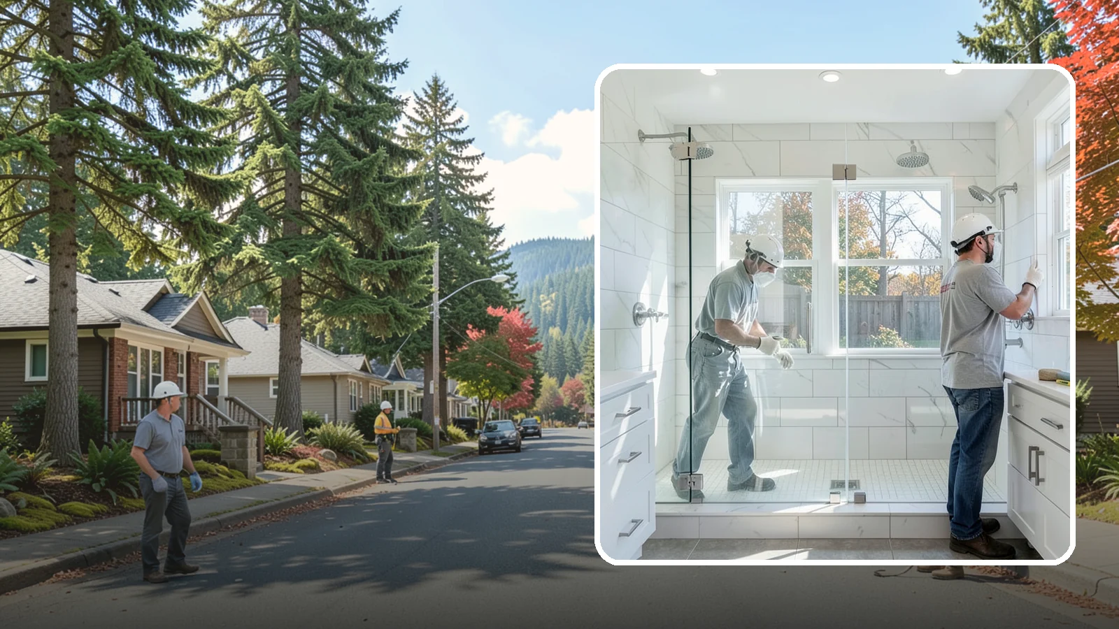 Double Shower Installation in Hunts Point, King County, WA - A double shower installation builds a larger enclosure with two showerheads for shared use.