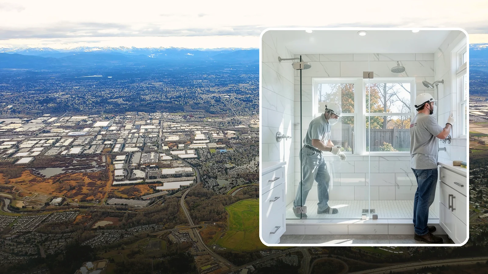 Double Shower Installation in Kent, King County, WA - A double shower installation builds a larger enclosure with two showerheads for shared use.