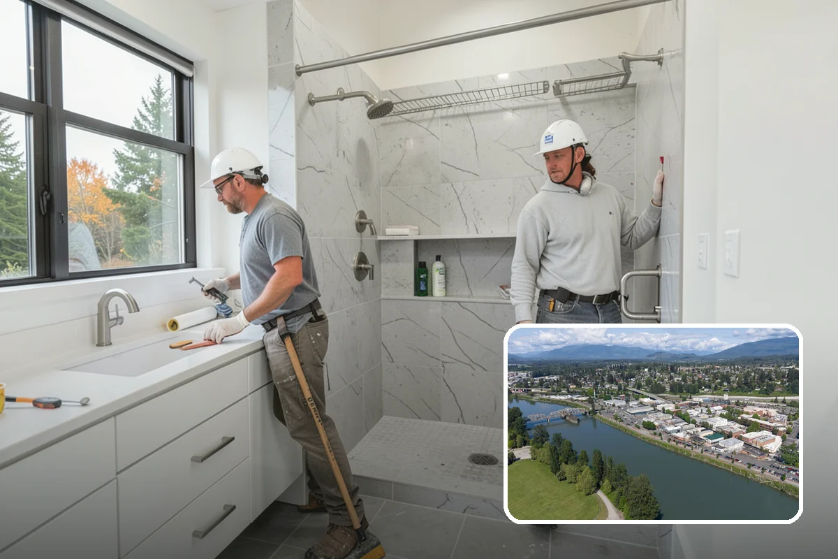 Double Shower Installation in Mount Vernon, Skagit County, WA - Lets two people shower comfortably