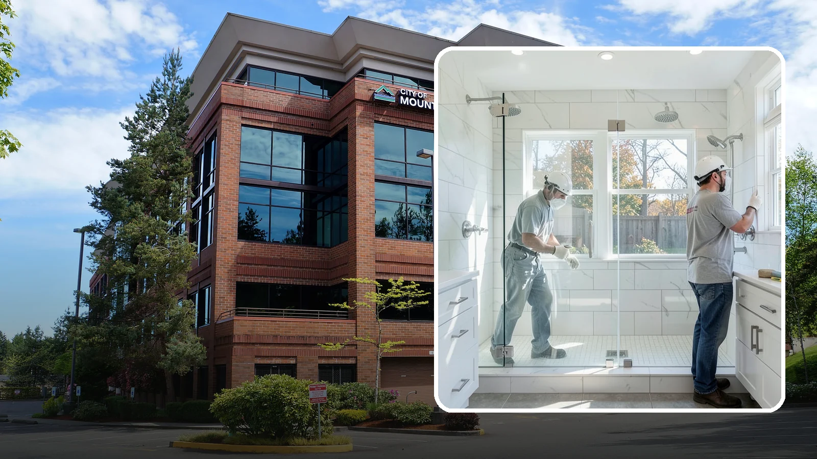 Double Shower Installation in Mountlake Terrace, Snohomish County, WA - A double shower installation builds a larger enclosure with two showerheads for shared use.