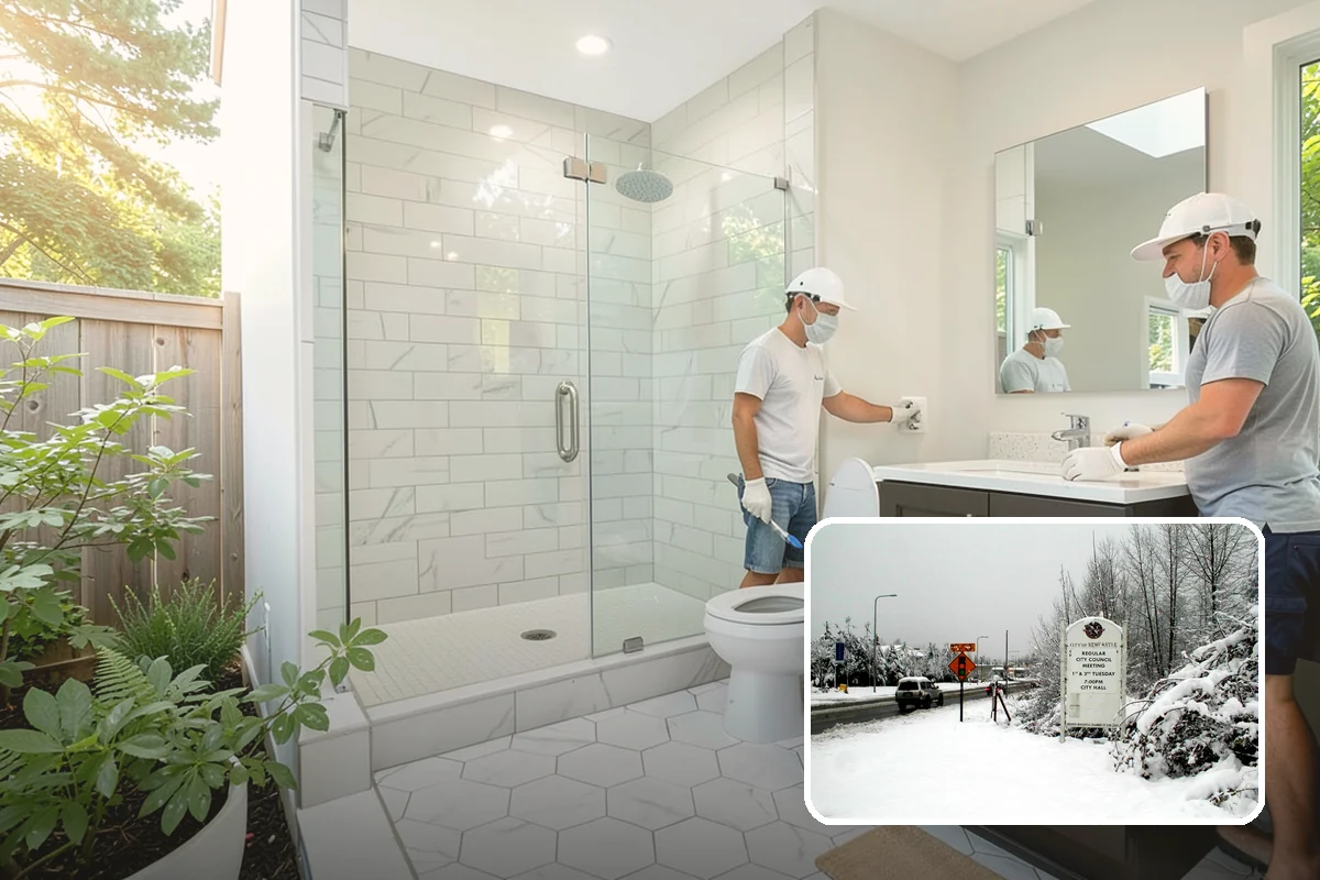Double Shower Installation in Newcastle, King County, WA - Lets two people shower comfortably
