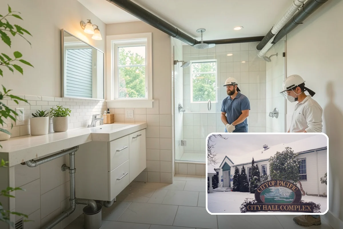 Double Shower Installation in Pacific, King County, WA - Lets two people shower comfortably