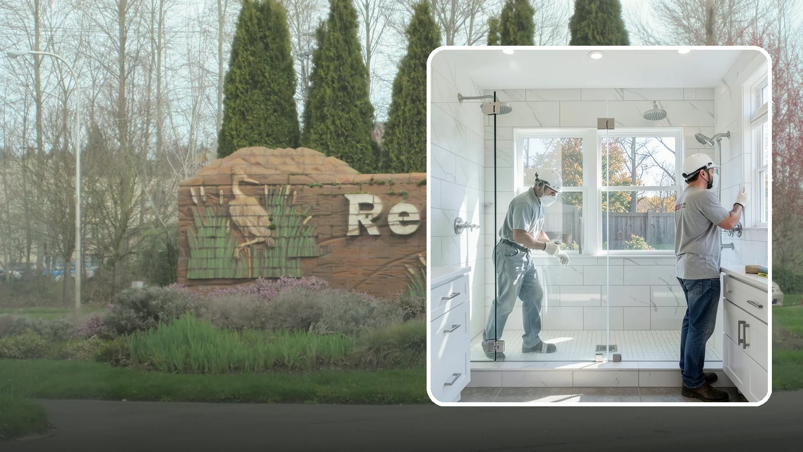 Double Shower Installation in Renton, King County, WA - A double shower installation builds a larger enclosure with two showerheads for shared use.