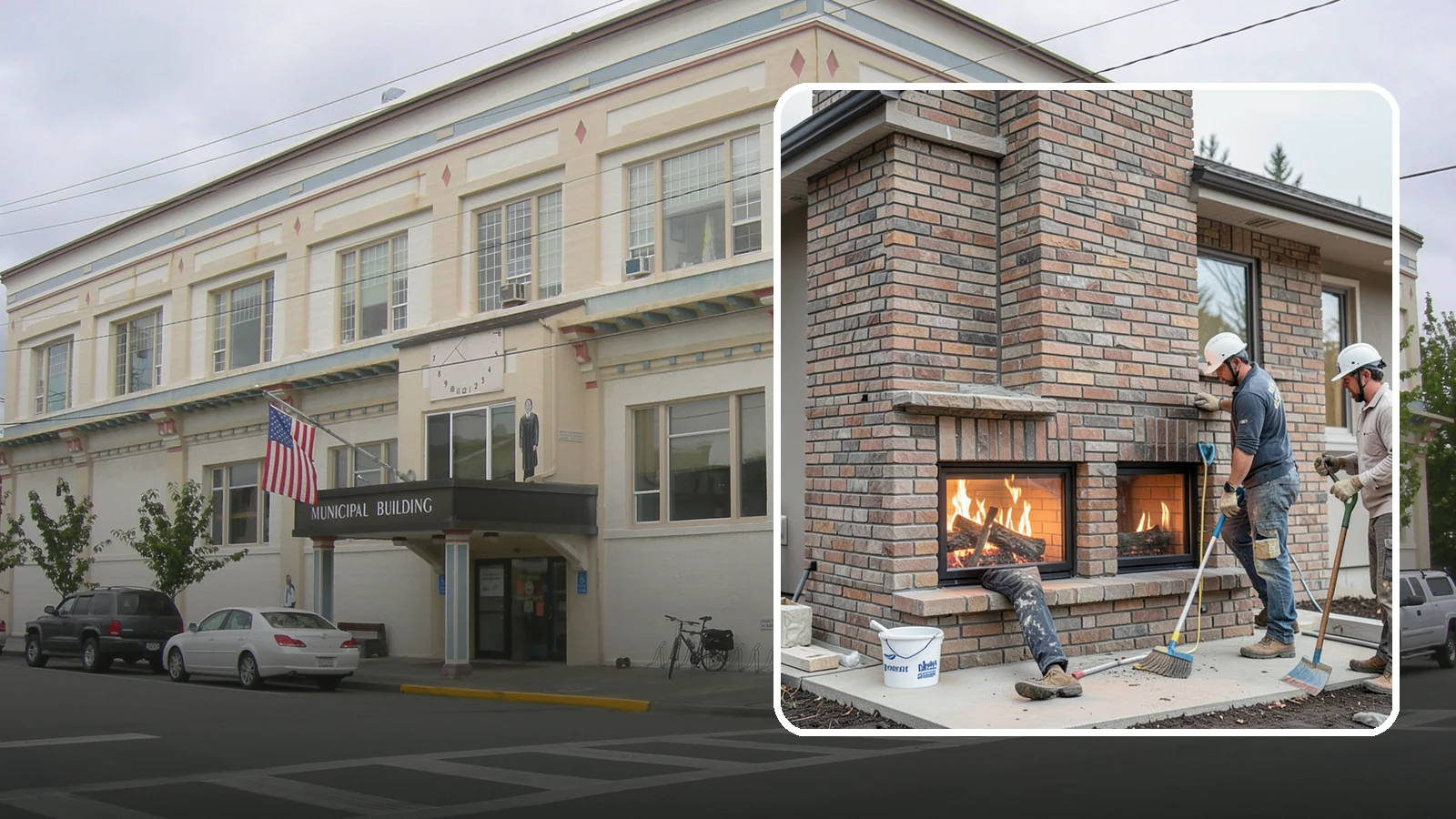 Double-Sided Fireplace Installation in Anacortes, Skagit County, WA - See-through fireplaces that share warmth and a glowing flame between two rooms.
