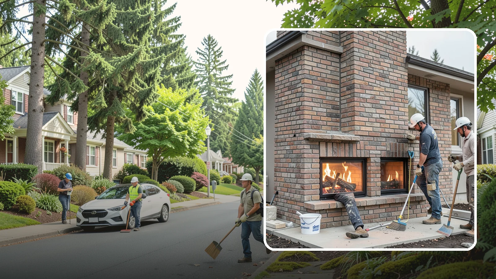 Double-Sided Fireplace Installation in Beaux Arts Village, King County, WA - See-through fireplaces that share warmth and a glowing flame between two rooms.