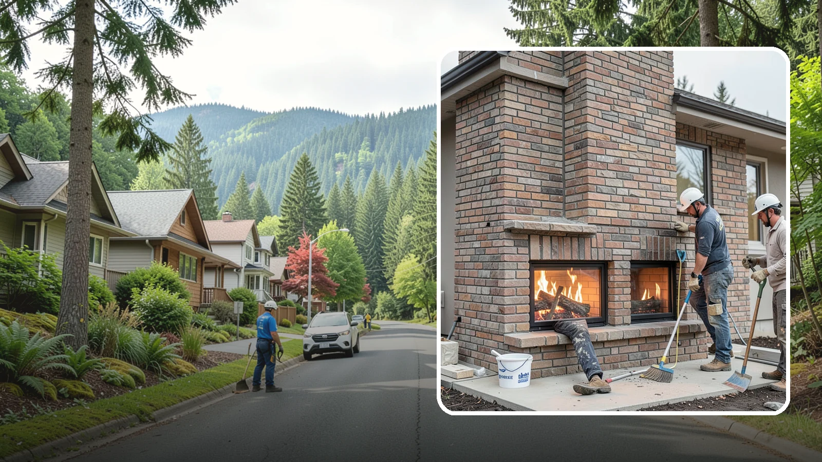 Double-Sided Fireplace Installation in Darrington, Snohomish County, WA - See-through fireplaces that share warmth and a glowing flame between two rooms.