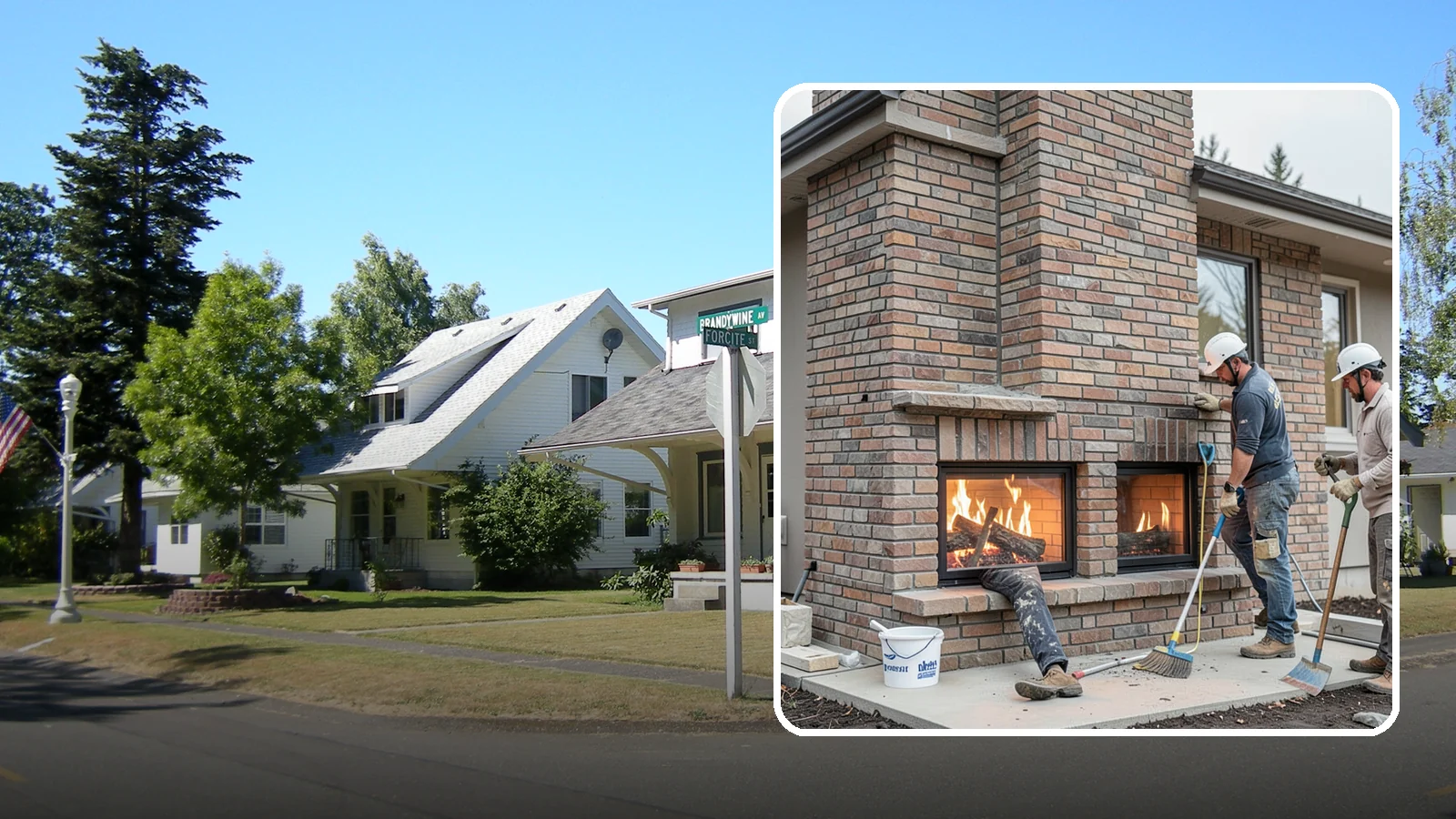 Double-Sided Fireplace Installation in DuPont, Pierce County, WA - See-through fireplaces that share warmth and a glowing flame between two rooms.