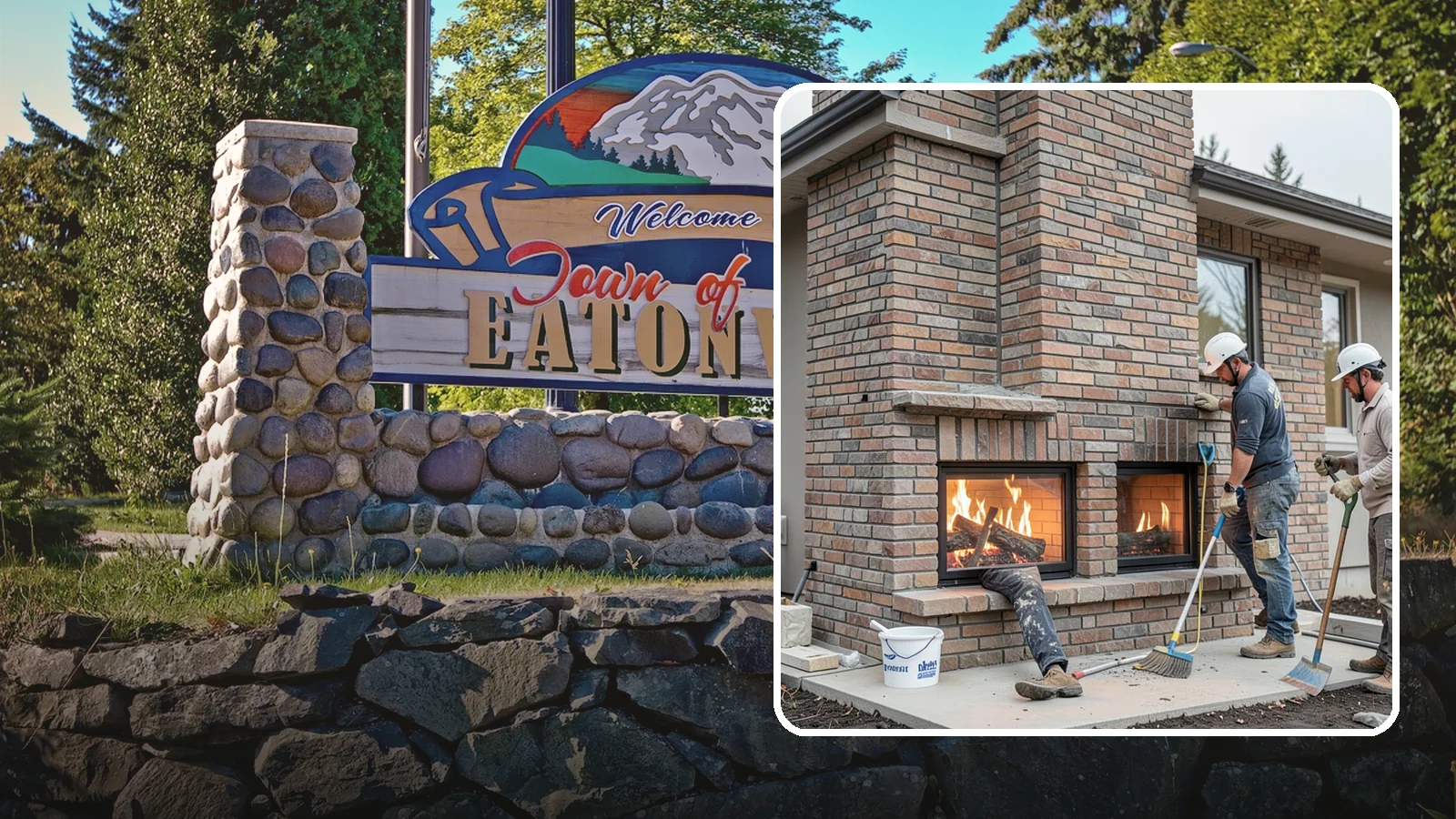 Double-Sided Fireplace Installation in Eatonville, Pierce County, WA - See-through fireplaces that share warmth and a glowing flame between two rooms.