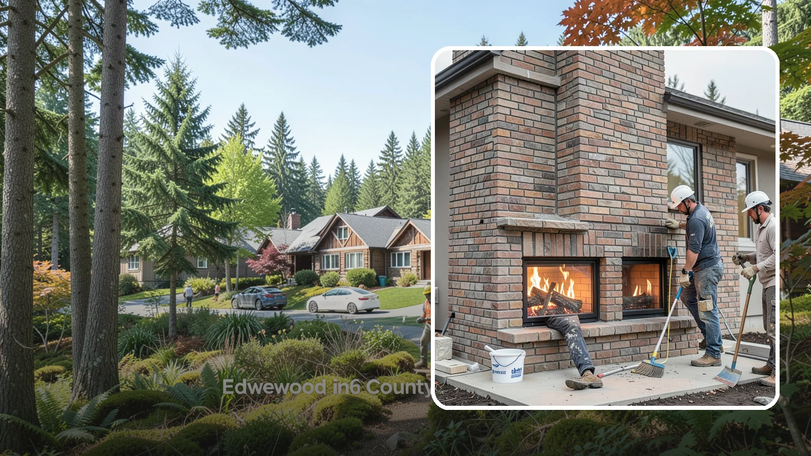 Double-Sided Fireplace Installation in Edgewood, Pierce County, WA - See-through fireplaces that share warmth and a glowing flame between two rooms.