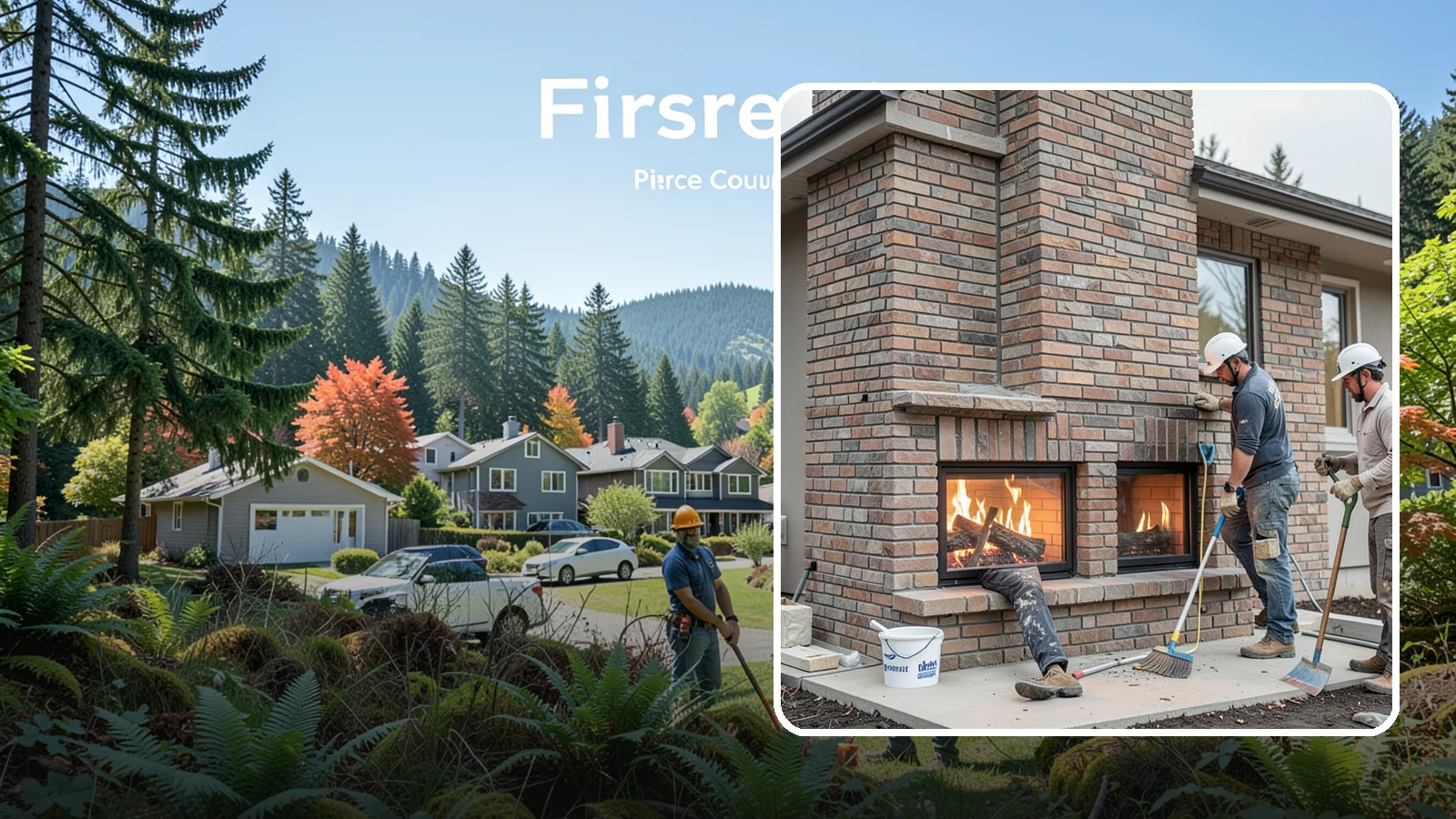 Double-Sided Fireplace Installation in Fircrest, Pierce County, WA - See-through fireplaces that share warmth and a glowing flame between two rooms.