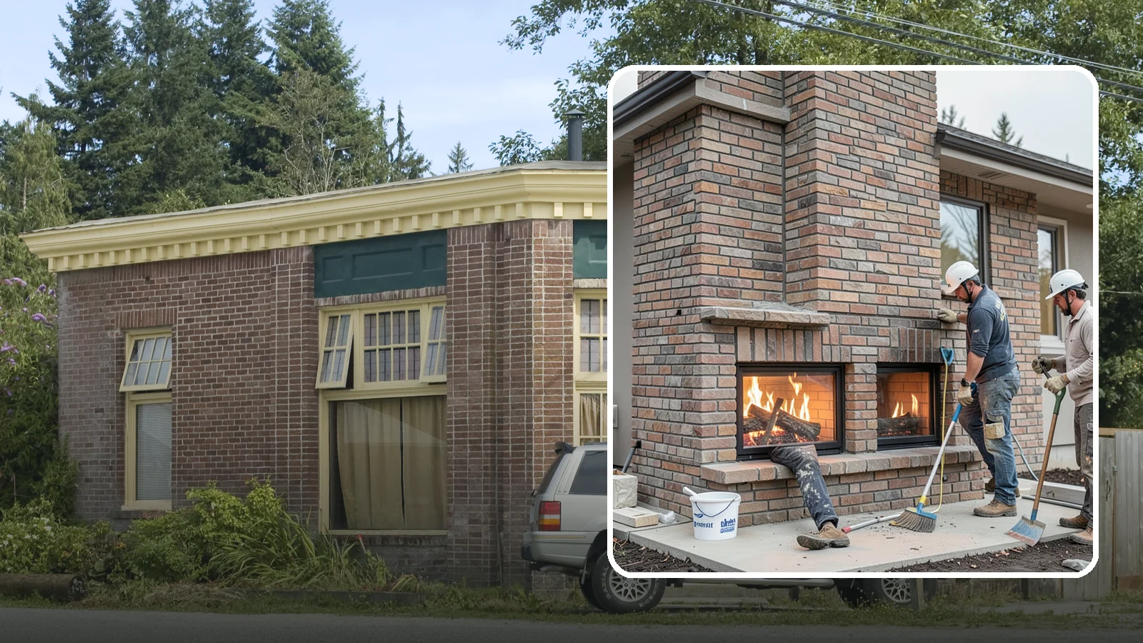 Double-Sided Fireplace Installation in Hamilton, Skagit County, WA - See-through fireplaces that share warmth and a glowing flame between two rooms.