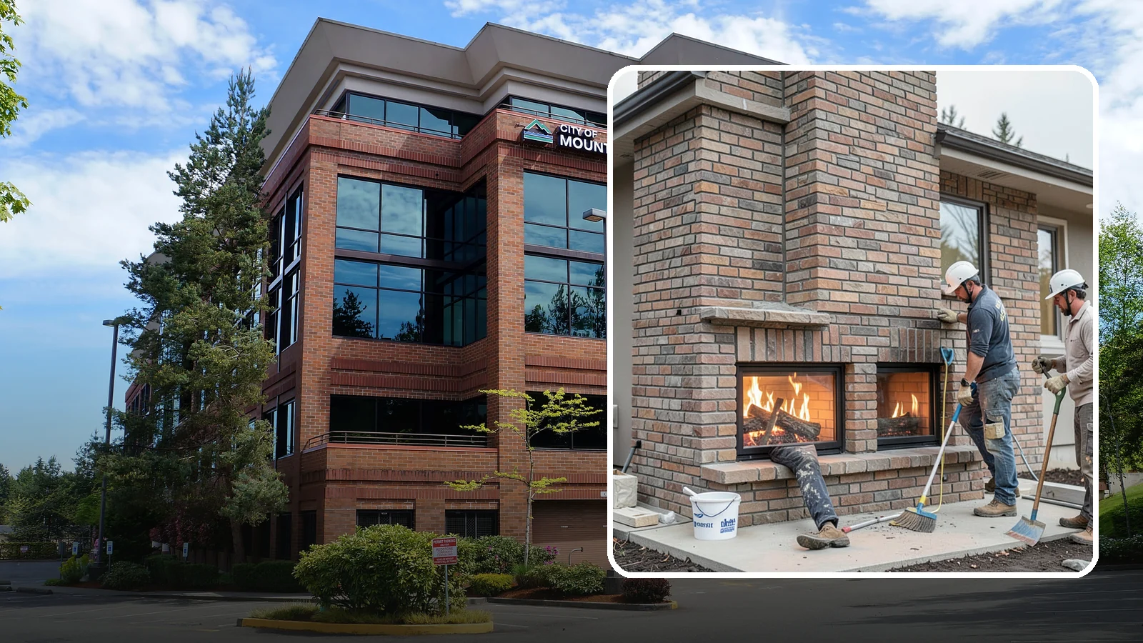 Double-Sided Fireplace Installation in Mountlake Terrace, Snohomish County, WA - See-through fireplaces that share warmth and a glowing flame between two rooms.