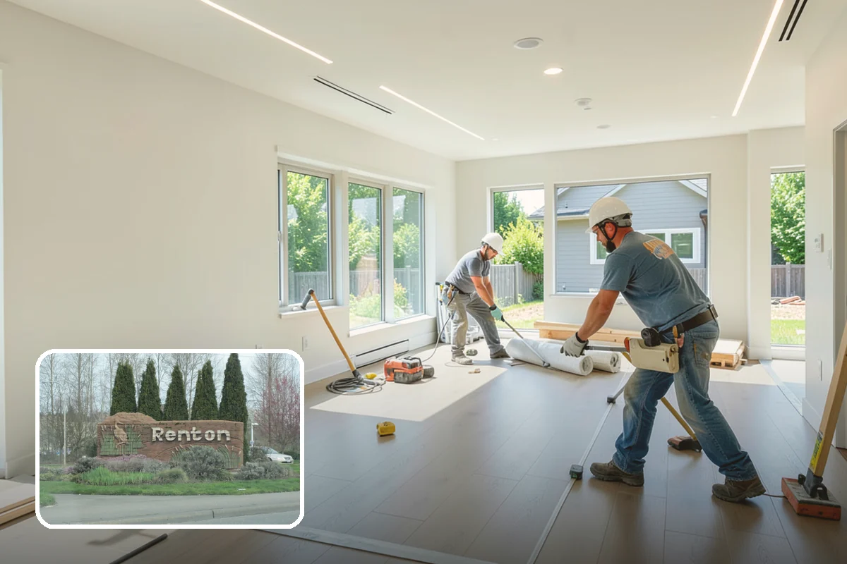 Double-Sided Fireplace Installation in Renton, King County, WA - Shares warmth and flame across two rooms