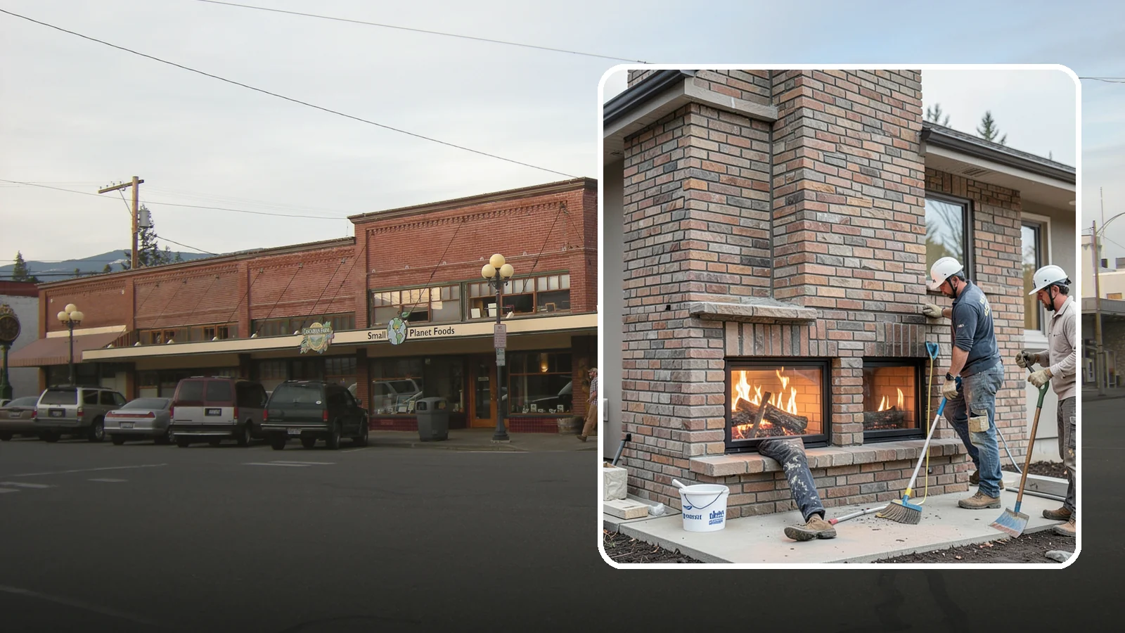 Double-Sided Fireplace Installation in Sedro-Woolley, Skagit County, WA - See-through fireplaces that share warmth and a glowing flame between two rooms.