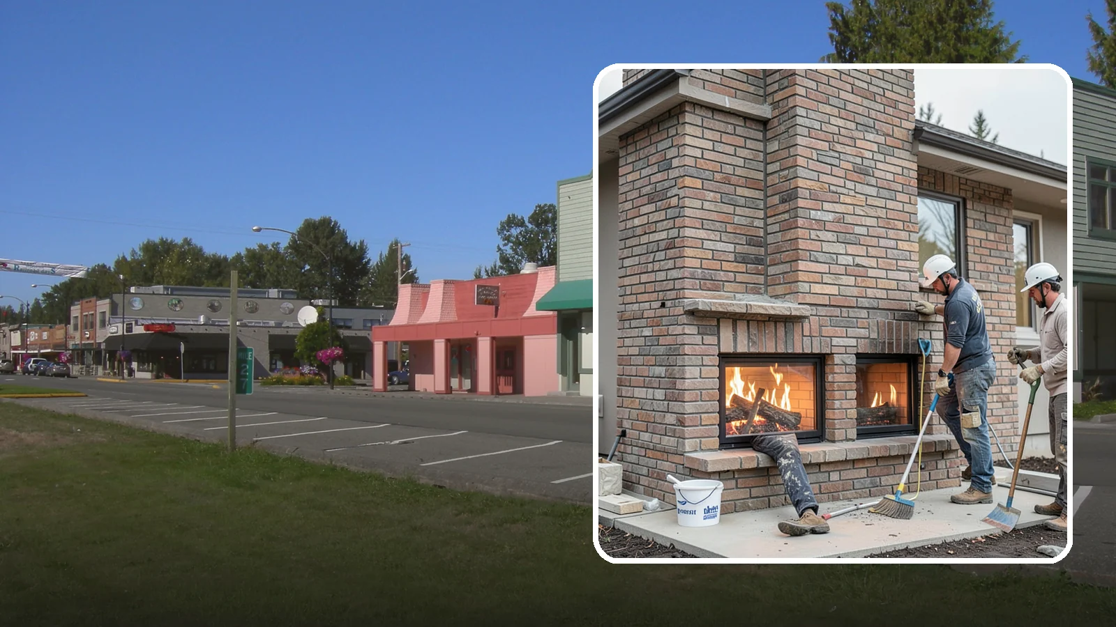Double-Sided Fireplace Installation in Snoqualmie, King County, WA - See-through fireplaces that share warmth and a glowing flame between two rooms.