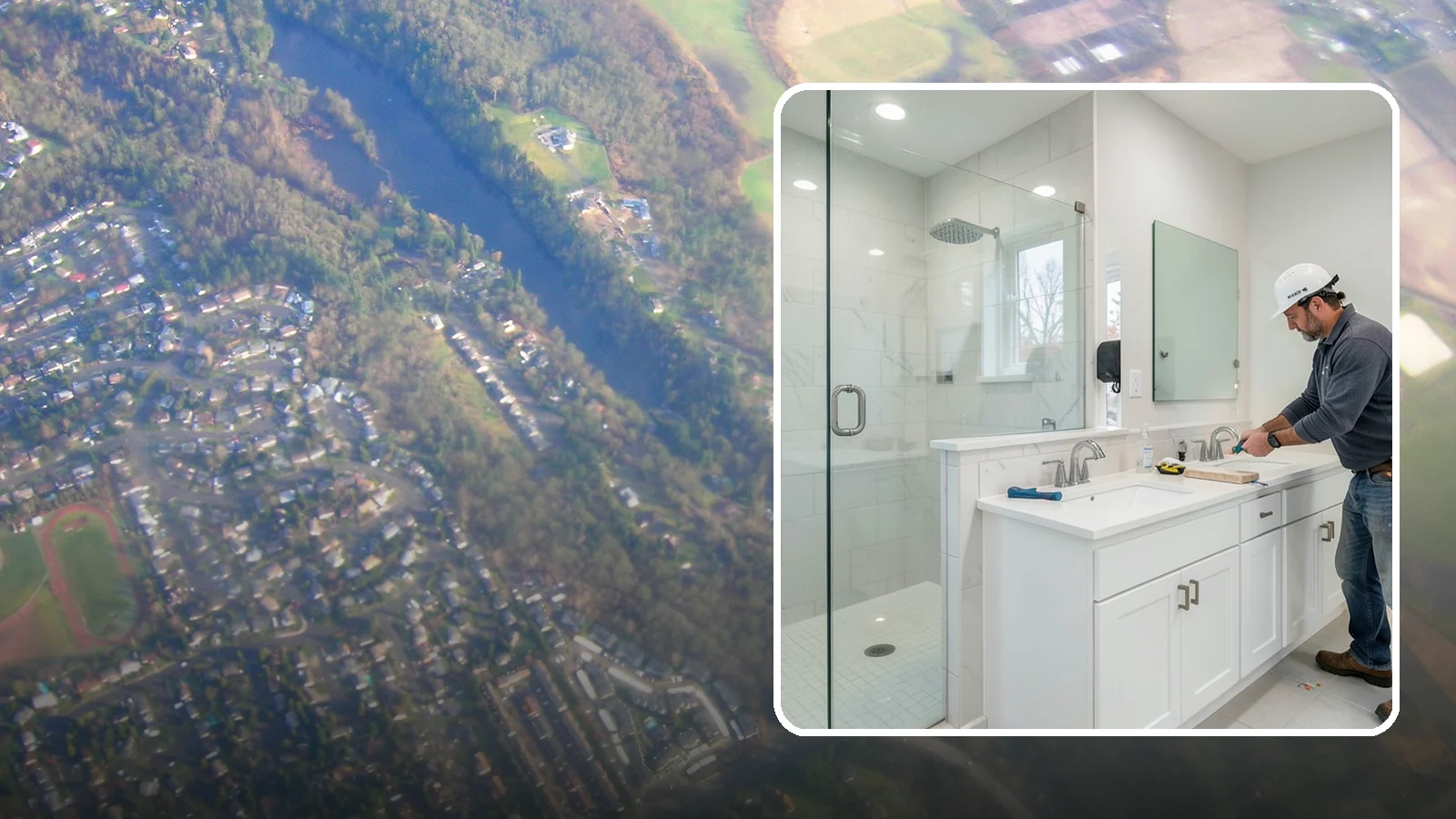 Double Vanity Installation in Algona, King County, WA - A double vanity installation gives two users their own sink and dedicated counter space.
