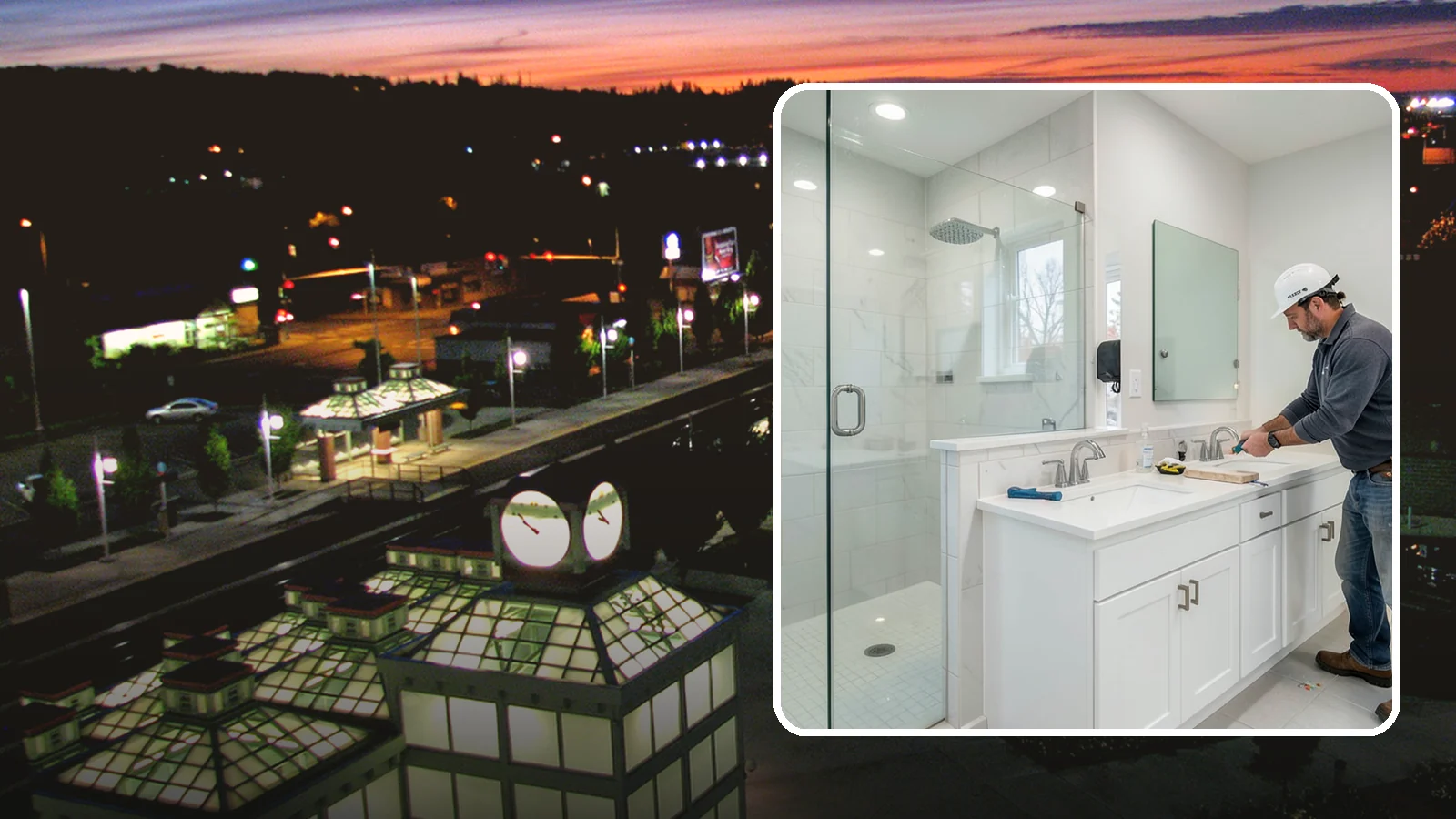 Double Vanity Installation in Auburn, King County, WA - A double vanity installation gives two users their own sink and dedicated counter space.