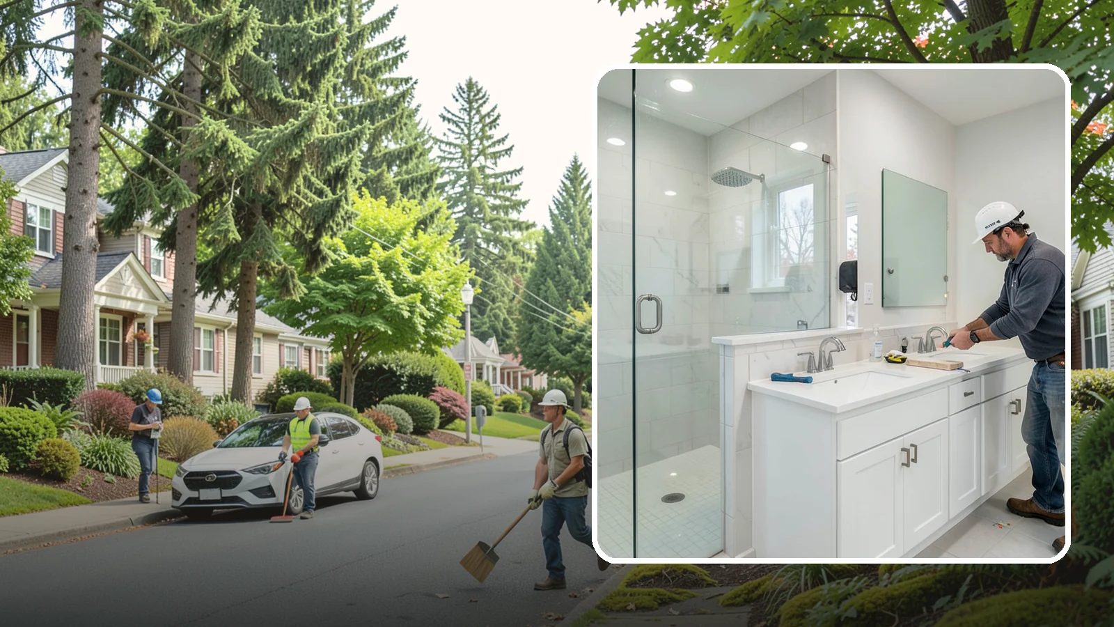 Double Vanity Installation in Beaux Arts Village, King County, WA - A double vanity installation gives two users their own sink and dedicated counter space.