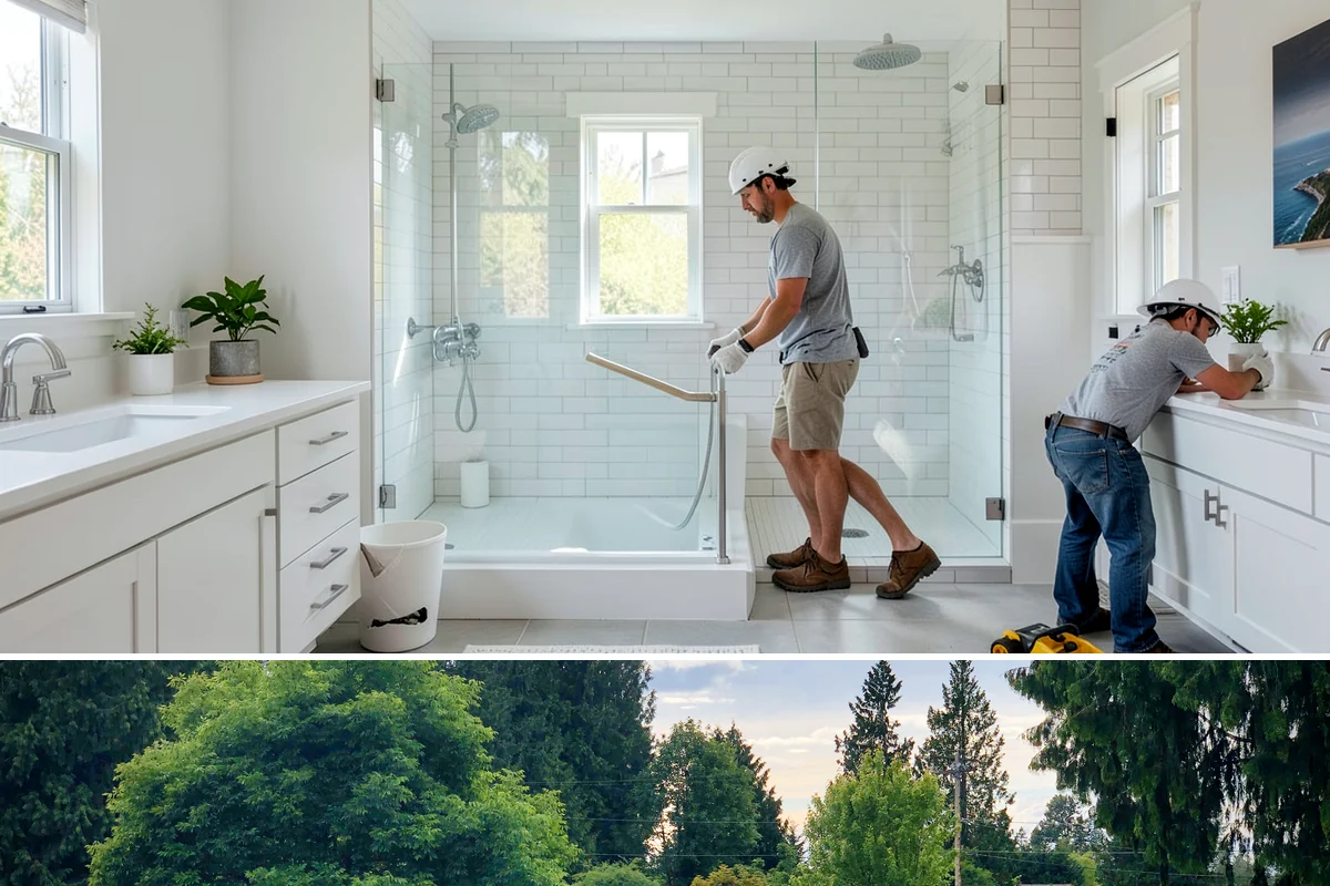 Double Vanity Installation in Bonney Lake, Pierce County, WA - Upgrading to a double vanity is popular ahead of the busy holiday season when households and guests share the bathroom more.