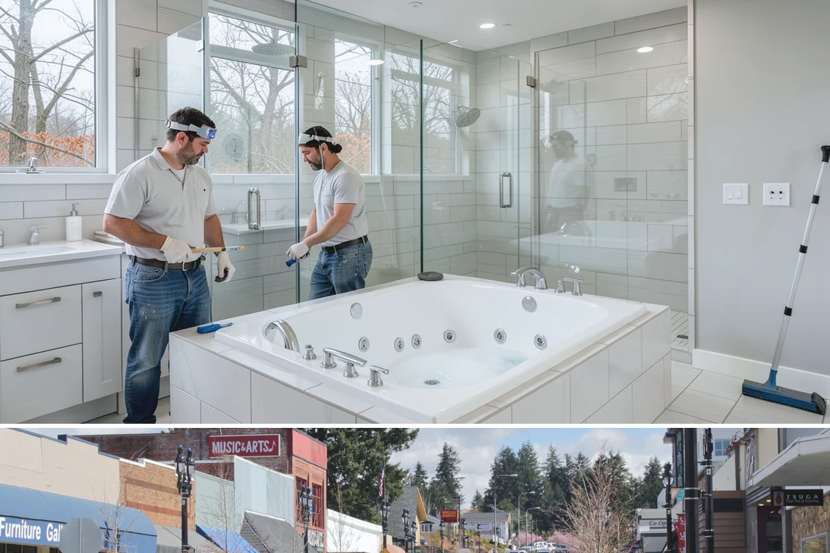 Double Vanity Installation in Bothell, King County, WA - Upgrading to a double vanity is popular ahead of the busy holiday season when households and guests share the bathroom more.
