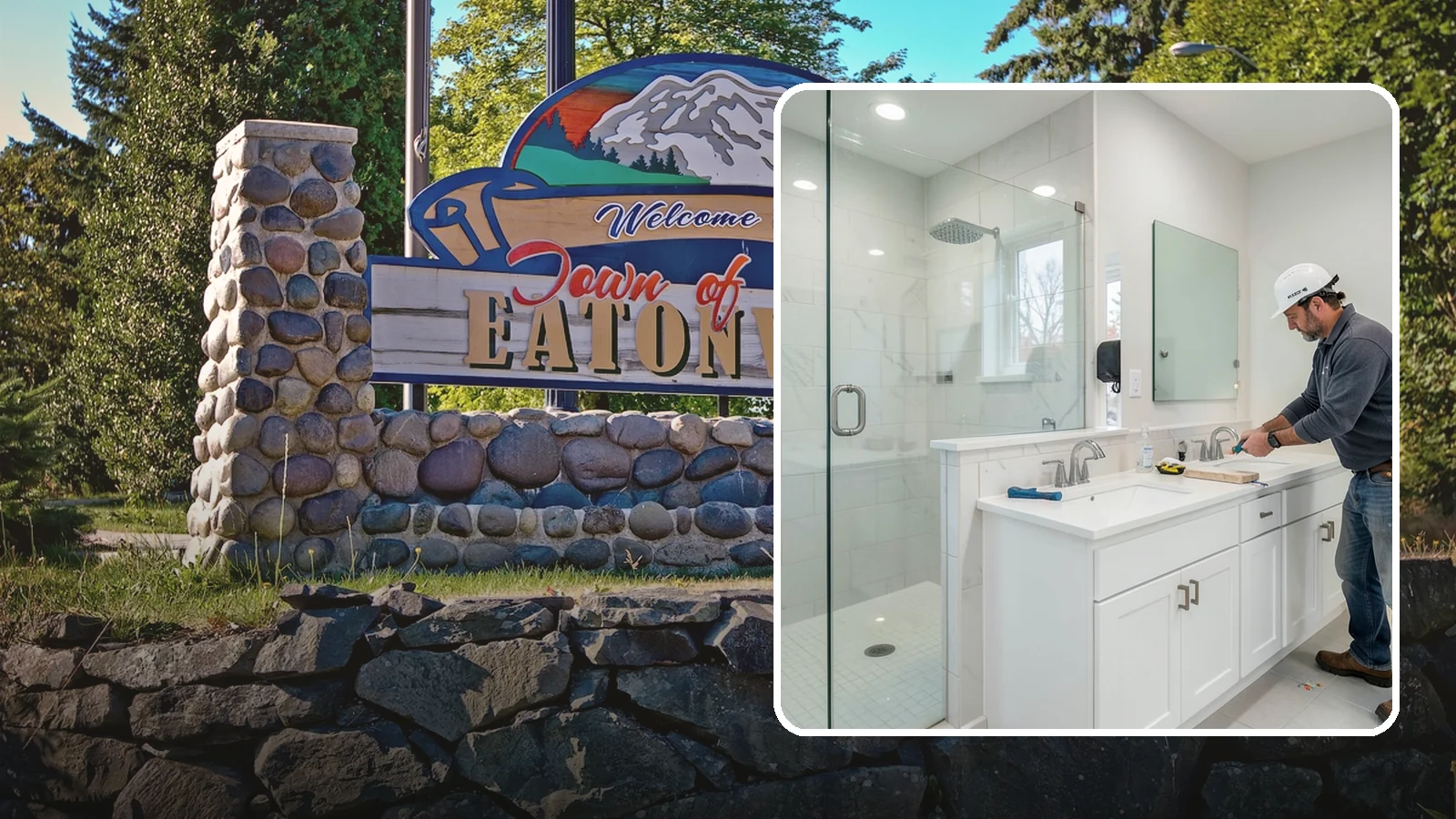 Double Vanity Installation in Eatonville, Pierce County, WA - A double vanity installation gives two users their own sink and dedicated counter space.