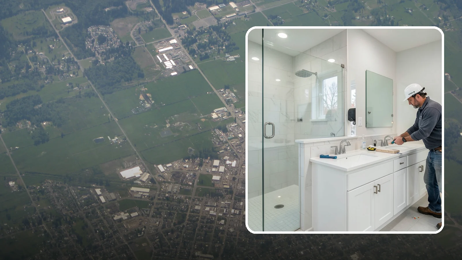Double Vanity Installation in Enumclaw, King County, WA - A double vanity installation gives two users their own sink and dedicated counter space.
