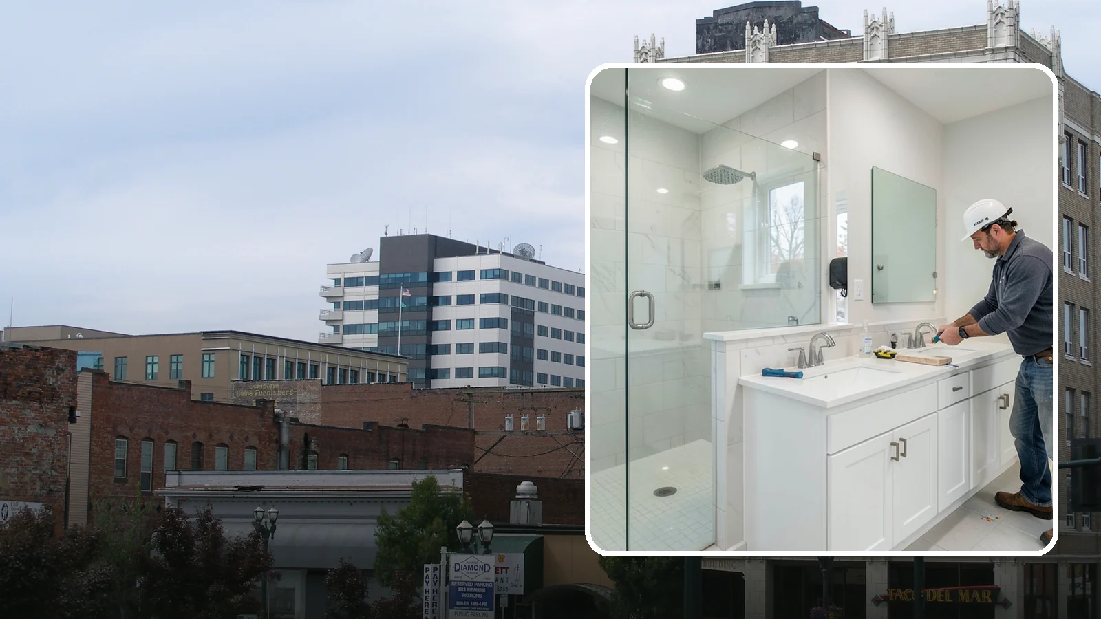 Double Vanity Installation in Everett, Snohomish County, WA - A double vanity installation gives two users their own sink and dedicated counter space.