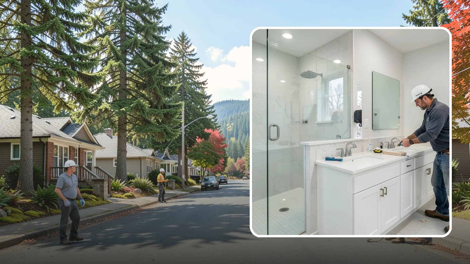 Double Vanity Installation in Hunts Point, King County, WA - A double vanity installation gives two users their own sink and dedicated counter space.