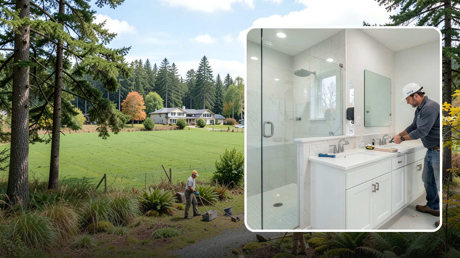 Double Vanity Installation in Lyman, Skagit County, WA - A double vanity installation gives two users their own sink and dedicated counter space.