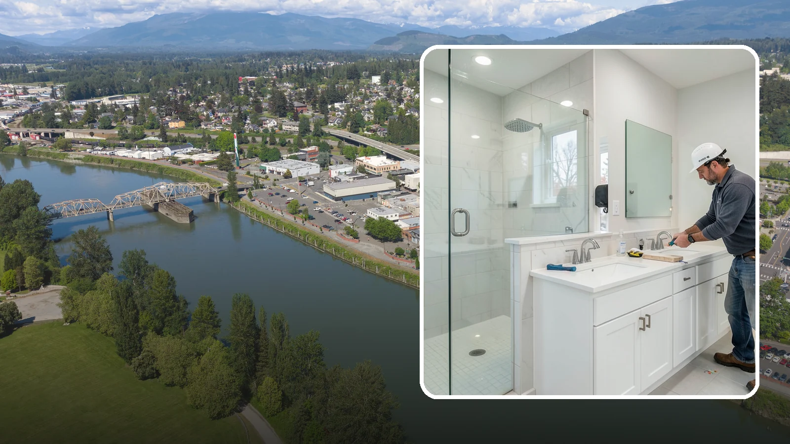 Double Vanity Installation in Mount Vernon, Skagit County, WA - A double vanity installation gives two users their own sink and dedicated counter space.