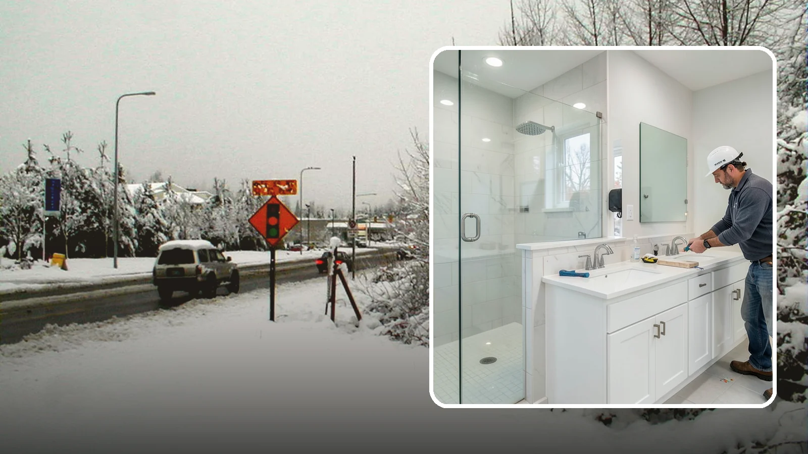 Double Vanity Installation in Newcastle, King County, WA - A double vanity installation gives two users their own sink and dedicated counter space.