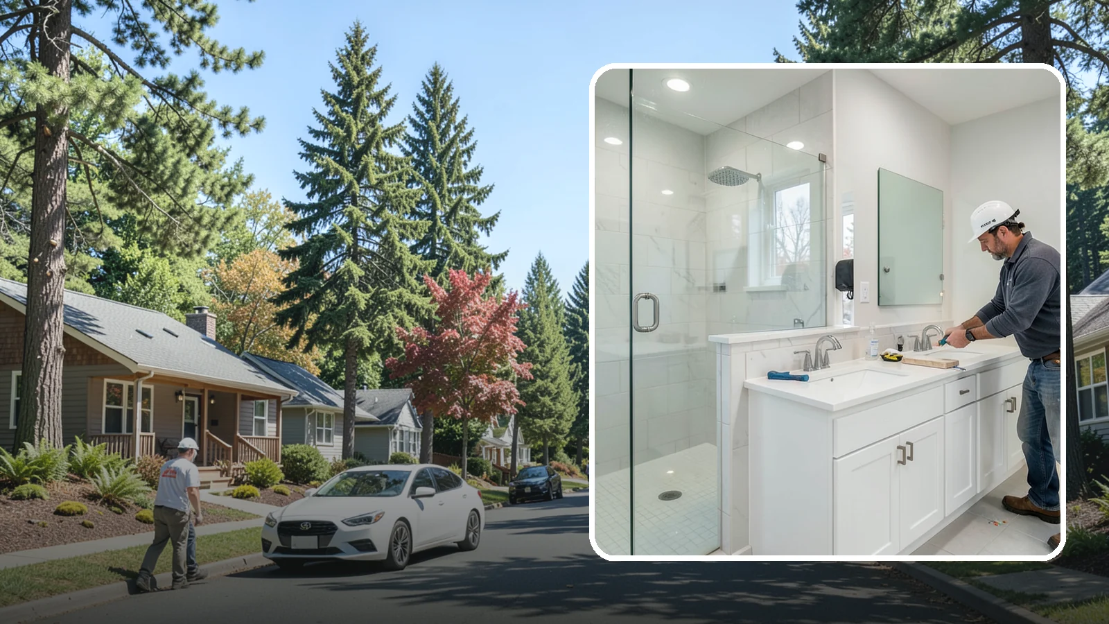 Double Vanity Installation in Orting, Pierce County, WA - A double vanity installation gives two users their own sink and dedicated counter space.